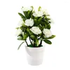 Fleurs décoratives artificielles fausses roses en pot, arbustes en plastique, plantes pour jardin, patio, porche, balcon, décoration 25x18cm