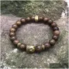 Pärlstav bijoux mode nouveau armband en agate indienne 8mm plack ou tete de bouddha sex caracteres mantra pierre vulkan bijouts br otgjf