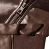 Giacche da uomo Giacca in pelle primaverile Moda Tasca sottile con cerniera PU Moto Casual Retro Nero Stile britannico