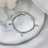 Braccialetti a maglie Bracciale con croce vuota color argento con timbro 925 per le donne Regalo per ragazza Doppi strati Catena di perline Gioielli di moda quotidiana per feste