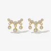Stud Earrings Aide 925 Sterling Silver Five Round Zircon Earring Climber With Three Crystal Charm For Women Luxury Party Jewelry