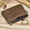 Money Clips Cowhide leather mens short wallet casual wallet retro zipper coin mens card holder small clutch key bag JYN569 L240402