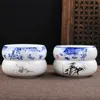 Groothandel met de hand beschilderd kungfu theeservies theeceremonieaccessoires blauw en bloem mat glazuur kleine keramische theewaswaskopwas vintage