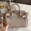 Bk Platinum Leather Handbag Designer Mini Bag 20 Inch Lychee Pattern Top Layer Cow Silver Buckle Advanced One Shoulder Messenger