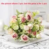 Fleurs décoratives Coffee Shop Simulation Orange Roses Bouquet Silk Garden Decoration Artificial Mona Wild Rose Falle Fleur