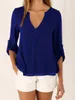 Damesblouses Overhemden Modieus Casual Gekleurd Capuchon V-hals Lange mouw Chiffon blouse Wit Paars Grijs Zwart Ondersteuning Gemengde partij Dhpn2