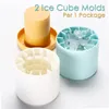 Backformen Silikon Kleine Eiswürfelschalen mit Deckel Zylinder-Eiswürfelform für 60 Make Squeeze Easy-Release 2Packs