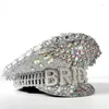 Basker Bejeweled Captain Hat Crystals Sailor för Disco House Cocktail Parties Vacation Sparkly Bride 57BD