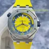 Lastest AP Wrist Watch Royal Oak Series 15710ST Rare Lemon Yellow and Blue Paired with Deep Dive 300 meter Precision Steel Automatic Mechanical Watch