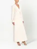 Женские костюмы LUXEENVY 2024, весенне-осенний стиль, элегантный однотонный двубортный костюм трапециевидной формы длиной до колена, облегающий костюм, пальто