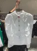 قمصان بلوزات بلوزات المرأة 2023 الربيع الثقيل الصناعة المصنوعة من الماس تصمم قميص واحد الصدر ملابس إسقاط ملابس الملابس dhah2