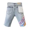 2024 Designer Heren Shorts Jeans Paars Merk Denim Shorts Heren Zomer Mode Hoge kwaliteit High Street Amerikaanse plus-size hiphop gescheurde denim shorts
