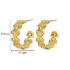 Orecchini con ciondolo in acciaio inossidabile conchiglia a forma di C adatti per le donne Orecchini traforati placcati in oro stile coreano lussuoso regalo di compleanno di gioielli di alta qualitàL2404