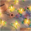 Feestdecoratie 1,5 m 10 led-vlinderverlichting String Batterij Outdoor Fairy Nachtlamp Kamer Garland Gordijn Gitls Brithday Wedding Dro Dh1Qn