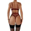 Bras Sets Sexy Lace Bra Set Solid Perspective Hollow Out Underwear Lingerie Pajamas Exotic Porn Outfit And Panty Garter