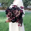 Decorative Flowers 67JE Simulation Butterfly Orchids Hand Tied Bouquet Ornament For Home Offices Decor