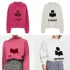 Etoile Sweatshirts mit halbhohem Kragen, Buchstabenbeflockung, bedruckter Pullover, Fleece, Dreiecksausschnitt, Oberteile, Langarmpullover, Kapuzenpullover