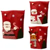 Chair Covers Christmas Cover Cartoon Santa Snowman Sleeve Back Decor Ornament 2024 Year Holiday Home Decorations