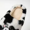 Slippers Cute Cartoon Cow Cotton Slippers Couple Korean Version Of Indoor NonSlip Slides Winter Fur Comfortable Warm Flat Shoes