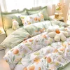 Ensembles de literie motif floral étudiant dortoir doux quatre pièces ensemble maison drap de lit housse de couette taie d'oreiller