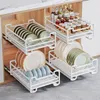 Kitchen Storage Sliding Cabinet Organizer Pull Out Shelf Drawer High Capacity Multi-Purpose Sink Tableware Tools