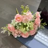 Декоративные цветы 1 шт. розы искусственные розы ветка красные реалистичные поддельные для свадебных украшений домашний декор