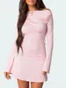 Casual Dresses Women s Sexy Long Sleeve Bodycon Mini Dress Ruched Boat Neck Off Shoulder Club Party Short Streetwear