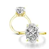 IOGOU 925 anelli di fidanzamento in argento sterling solitario per le donne 1014MM taglio ovale matrimonio Halo anello gioielli Femme bague 240402