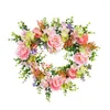 Decorative Flowers Heart Garland Romantic Valentine's Day Wreath With Simulation Rose Flower Wedding Wall Hanging Decor For Happy