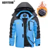 Laarzen KEFITEVD Heren Winter Ski-jas Waterdicht Warm Dikke Fleece Wandeljassen Regenjassen Sneeuwjassen Windjack Man Parka