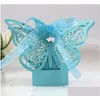 Present Wrap 10/50/100st Butterfly Boxes Wholesale Candy Favors Packaging med band för Baby Shower Wedding Birthday Party Supplies Dh50m