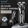 Electric Shavers Kemei Mens Shaver Waterproof 3D Rotary Fast uppladdningsbar med intelligent rengöringssystem Facial 2442