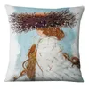 Pillow Nordic Forest Girl Painting Print Pillowcase Christmas Decoration For Home Decor Sofa Throw Cover Almofadas 45