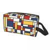 Kosmetiska väskor de stijl piet mondrian väska kvinnor mode stor kapacitet modern konst makeup fodral skönhet lagring toalettartiklar