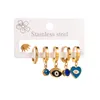 Studörhängen Böhmen Rostfritt stål Cirkel Hoop Earring Set Gold Color Heart Fjäril