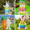 Easter Bunny Inflatable Decorations Blow Up Easter Colorful Eggs Build-in LED DIY Garden Yard Lawn Indoor Outdoor Party Decor 240322