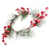 Couronne de fruits décorative en aiguille de cèdre blanc, couronnes de noël (rouges) pour porte d'entrée, anneaux de support, piliers en plastique, décor de noël