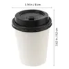 Gobelets jetables pailles 50pcs 280/350ml café isolation à emporter Double couche tasse en papier avec couvercle fête boissons blanches boire