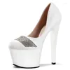 Dance Shoes Large Size Super High Heels With Women's Chunky And 17-18 Cm Fun Nightclub Single Water Drill Height