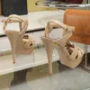 Projektanci Sandals Buty pięty platformowe do damskiej 100% krowi z kamieniem Kamieniem Patentowa skóra 13 cm obcasowa 35-42