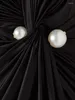 Casual Kleider Yeezzi Weibliche Einfarbig Split-Front Gebunden Taille Elegante Cocktail 2024 Frühling Plissee Tiefem V-ausschnitt Party Abendkleid