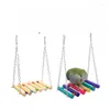 Other Bird Supplies Ladder Bridge Colorful Wooden Swing With Metal Chain Clasp Hangings Chewing Toys Cage Accessories For Cockatiel Parrot