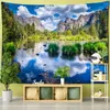 Tapisseries murales suspendues avec vue sur la rivière et la montagne, paysage naturel, bohème, Hippie, décor de chambre à coucher et de salon