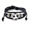 Mode smycken personliga pärlstav fotbollsfans perifera läderarmband