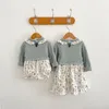 Vêtements d'automne pour petites sœurs, tricotés et épissés, imprimés pour filles ou robes, 7315, 240311