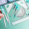 7pcs/festgelegte studentische Herrscher Langtreiber ausgezeichnete Briefpapierstartkala für Home Compass Prospractor Herrscher Schüler Mathematik Set