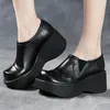 Dress Shoes Fujin 6cm Platform Wedge Flats Spring Women Ethnic Genuine Leather Mary Jane Lady Autumn Slip On Summer Round High Heels