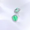 Boucles d'oreilles CELLACITY PURE 925 Boucles d'oreilles en argent sterling pour femmes 8 * 10 mm Green Callondes d'oreille Femelle Round Gem Stone Oreads Anniversa