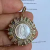 Promotion des colliers pendentifs !Breloques en nacre naturelle de 30mm, vierge de Guadalupe, pierre CZ, médailles religieuses de Marie