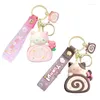 Chaveiros Anime Chaveiro Fun Acessório Bolo Roll Bag Pingente Chaveiro Ornamento Eye Catching Keyrings para Bolsa Dropship